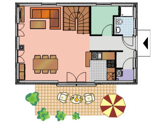 Ferienhaus Godewind Glowe - Grundriss vom Erdgeschoss